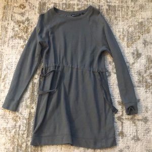 Cute Athleta Sweatshirt Dress, Tie Waist, Army Green